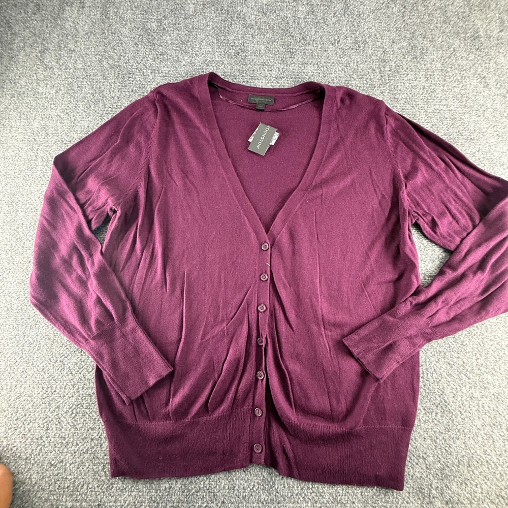 Worthington Womens XL V-Neck Button Front Cardigan Potent Purple 831-1623 NEW